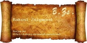 Bakcsi Zsigmond névjegykártya